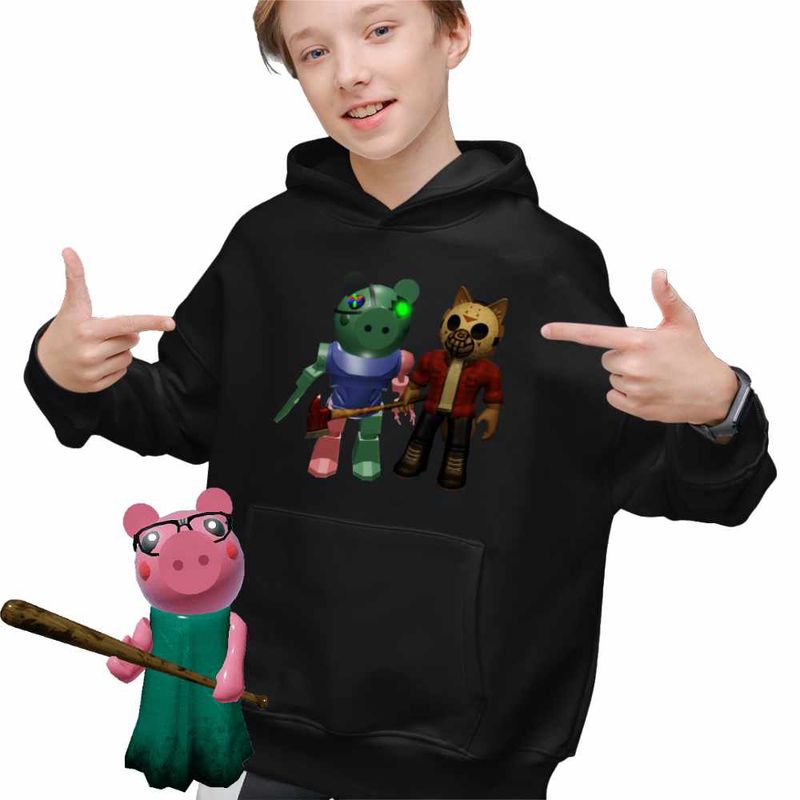 Fashion, accesorii si bijuterii - Copii - Imbracaminte copii - Pulovere si hanorace copii - Hanorac Copii Baieti Robby Doggy Roblox Piggy Pigy, negru, marime L Copii - Infinity.ro
