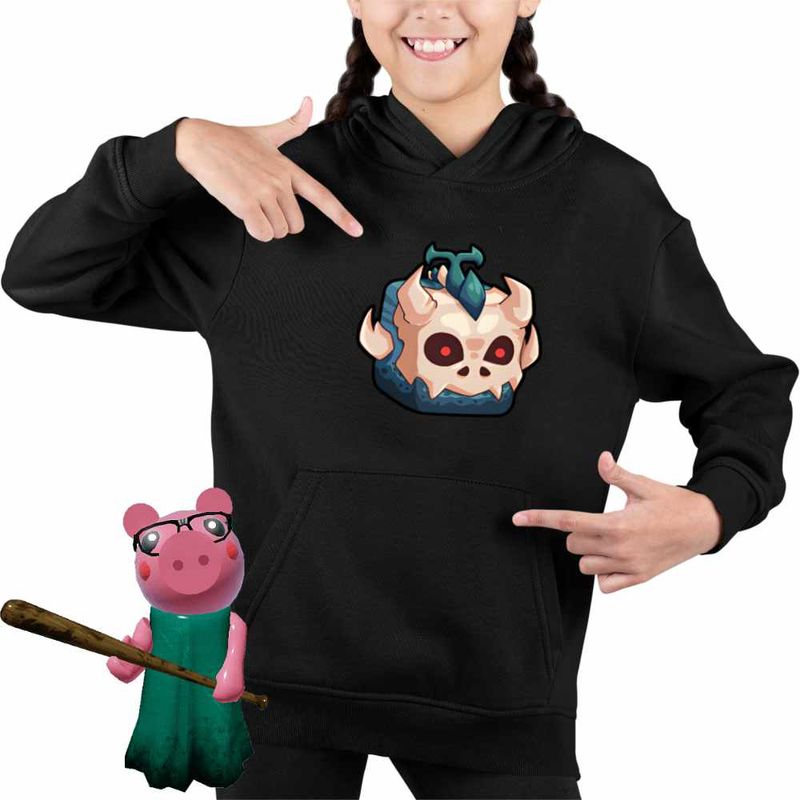 Fashion, accesorii si bijuterii - Copii - Imbracaminte copii - Pulovere si hanorace copii - Hanorac Copii Fete Blox Fruits T-Rex Fruit Roblox Fructe, negru, marime L Copii - Infinity.ro
