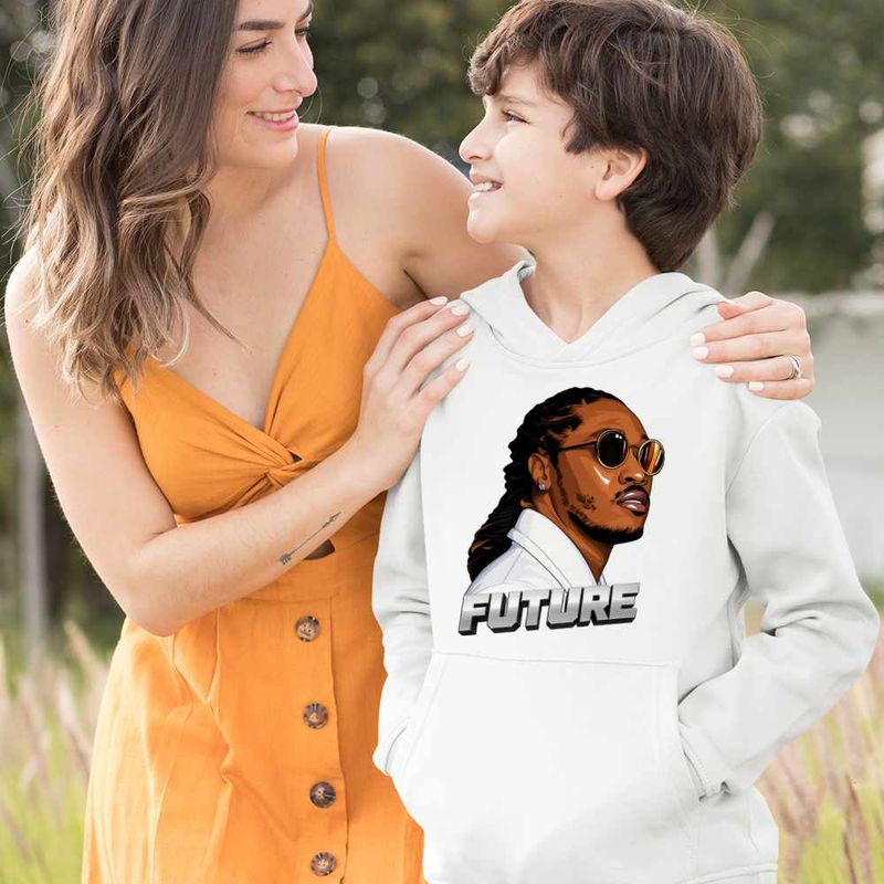 Fashion, accesorii si bijuterii - Copii - Imbracaminte copii - Pulovere si hanorace copii - Hanorac Copii Baieti Future Rapper Trap Music, alb, marime XS Copii - Infinity.ro