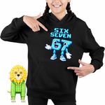 Fashion, accesorii si bijuterii - Copii - Imbracaminte copii - Pulovere si hanorace copii - Hanorac Copii Fete Six Seven Meme Roblox 67 Sase Sapte Steal a Brainrot , negru, marime XL Copii - Infinity.ro