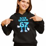 Fashion, accesorii si bijuterii - Copii - Imbracaminte copii - Pulovere si hanorace copii - Hanorac Copii Fete Six Seven Meme Roblox 67 Sase Sapte Steal a Brainrot , negru, marime XL Copii - Infinity.ro