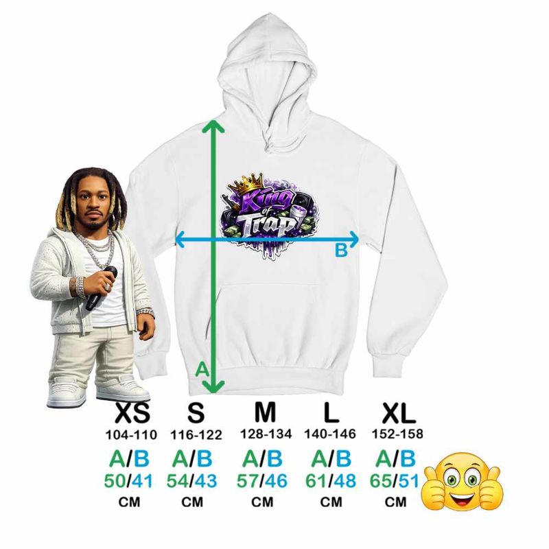 Fashion, accesorii si bijuterii - Copii - Imbracaminte copii - Pulovere si hanorace copii - Hanorac Copii Baieti Future King Trap, alb, marime XS Copii - Infinity.ro
