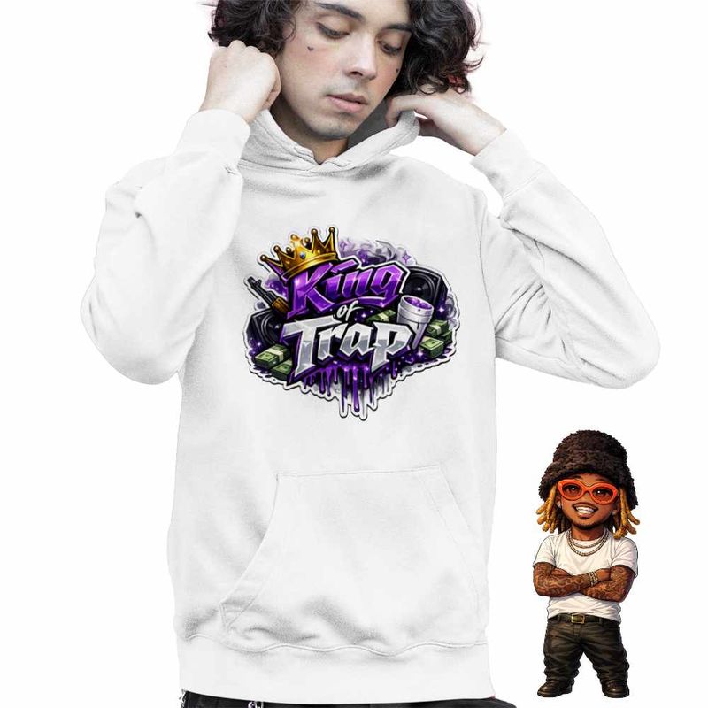 Fashion, accesorii si bijuterii - Copii - Imbracaminte copii - Pulovere si hanorace copii - Hanorac Copii Baieti Future King Trap, alb, marime XS Copii - Infinity.ro