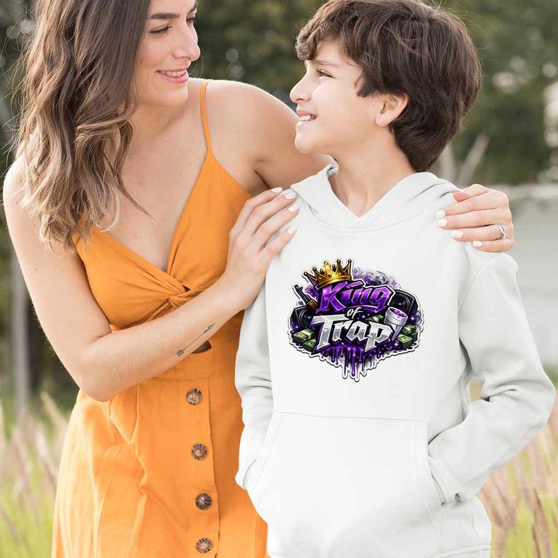 Fashion, accesorii si bijuterii - Copii - Imbracaminte copii - Pulovere si hanorace copii - Hanorac Copii Baieti Future King Trap, alb, marime XS Copii - Infinity.ro