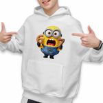 Fashion, accesorii si bijuterii - Copii - Imbracaminte copii - Pulovere si hanorace copii - Hanorac Copii Baieti Minions Six Seven Gogosi 67 Despicable, alb, marime XL Copii - Infinity.ro