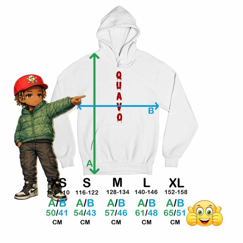 Fashion, accesorii si bijuterii - Copii - Imbracaminte copii - Pulovere si hanorace copii - Hanorac Copii Baieti Quavo Stain Trap Hip Hop, alb, marime L Copii - Infinity.ro