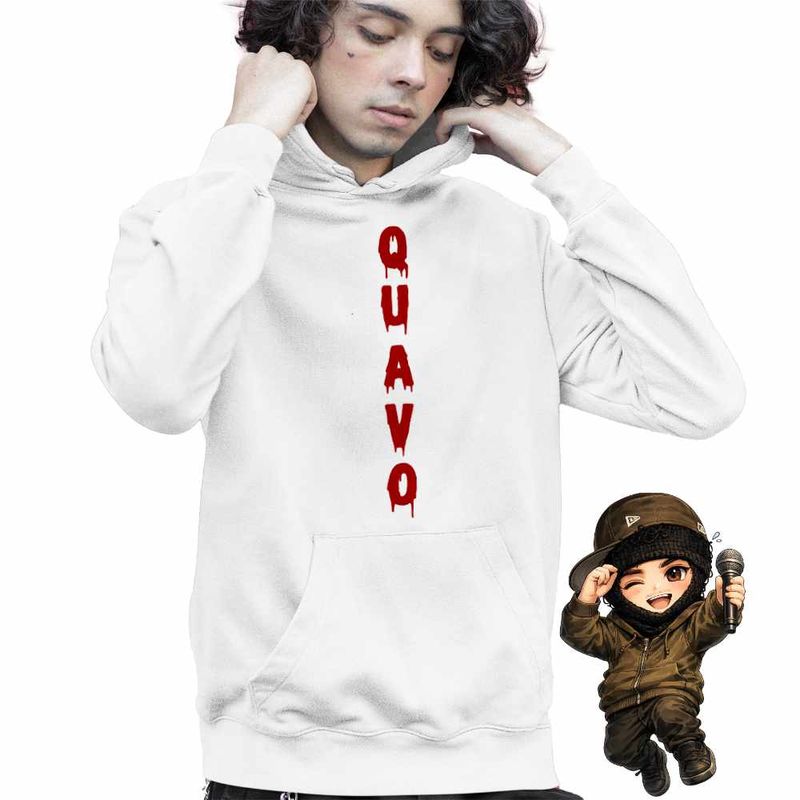Fashion, accesorii si bijuterii - Copii - Imbracaminte copii - Pulovere si hanorace copii - Hanorac Copii Baieti Quavo Stain Trap Hip Hop, alb, marime L Copii - Infinity.ro