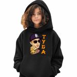Fashion, accesorii si bijuterii - Copii - Imbracaminte copii - Pulovere si hanorace copii - Hanorac Copii Fete Tyga Ayy Macarena, negru, marime L Copii - Infinity.ro