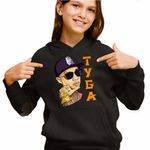 Fashion, accesorii si bijuterii - Copii - Imbracaminte copii - Pulovere si hanorace copii - Hanorac Copii Fete Tyga Ayy Macarena, negru, marime L Copii - Infinity.ro
