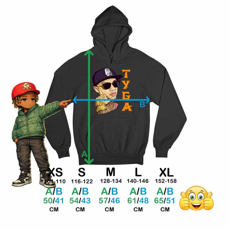 Fashion, accesorii si bijuterii - Copii - Imbracaminte copii - Pulovere si hanorace copii - Hanorac Copii Fete Tyga Ayy Macarena, negru, marime L Copii - Infinity.ro