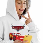 Fashion, accesorii si bijuterii - Copii - Imbracaminte copii - Pulovere si hanorace copii - Hanorac Copii Fete Cars Curse Masini Fulger, alb, marime XS Copii - Infinity.ro