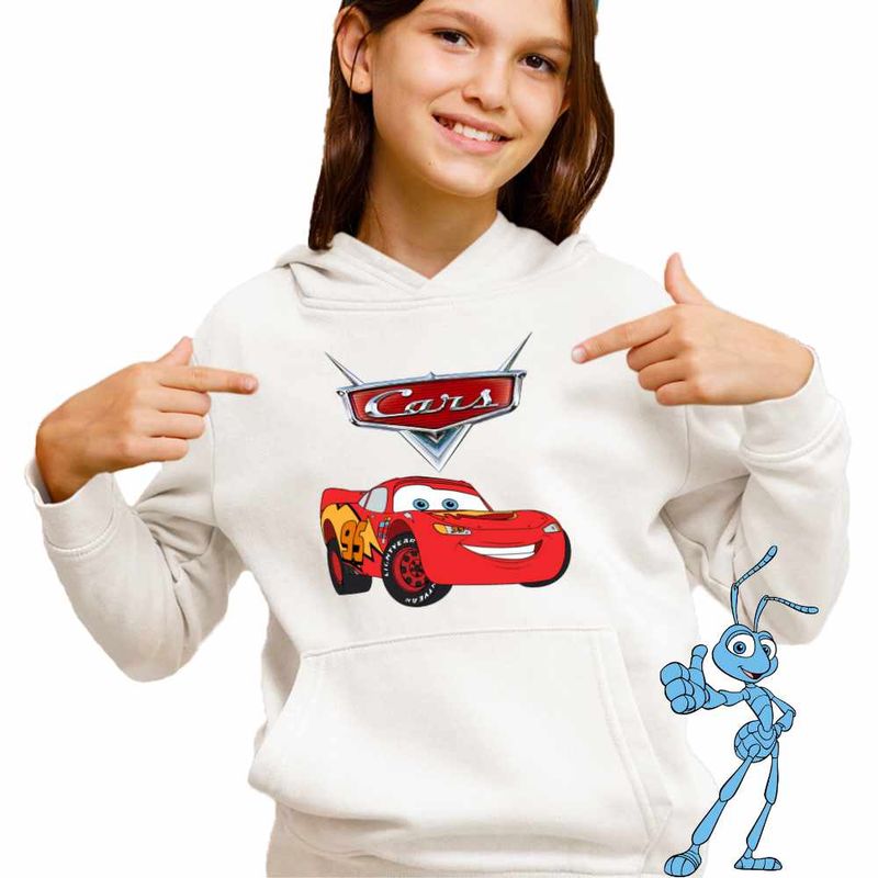 Fashion, accesorii si bijuterii - Copii - Imbracaminte copii - Pulovere si hanorace copii - Hanorac Copii Fete Cars Curse Masini Fulger, alb, marime XS Copii - Infinity.ro