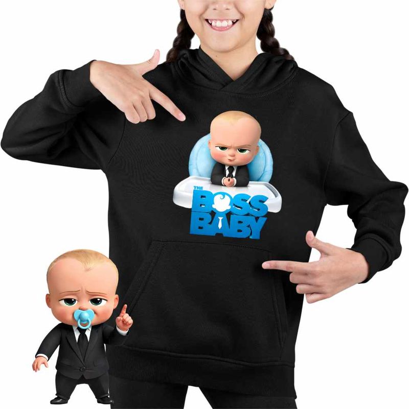 Fashion, accesorii si bijuterii - Copii - Imbracaminte copii - Pulovere si hanorace copii - Hanorac Copii Fete Boss Baby CEO Leader, negru, marime M Copii - Infinity.ro