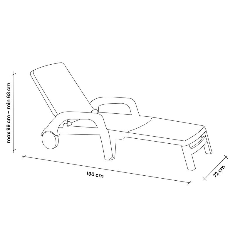 Casa si Gradina - Gradina si terasa - Mobilier exterior - Scaune si sezlonguri gradina - Sezlong de Plaja sau Gradina, reglabil, dimensiune 190 x 60 x 72 cm, material plastic, culoare Negru - Infinity.ro