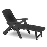 Casa si Gradina - Gradina si terasa - Mobilier exterior - Scaune si sezlonguri gradina - Sezlong de Plaja sau Gradina, reglabil, dimensiune 190 x 60 x 72 cm, material plastic, culoare Negru - Infinity.ro