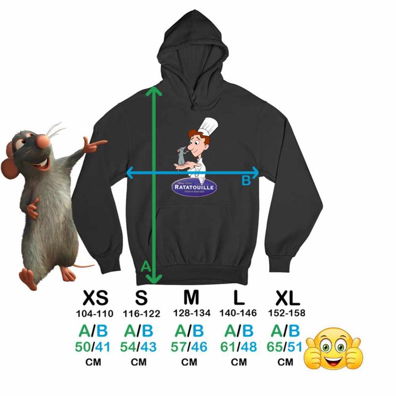 Fashion, accesorii si bijuterii - Copii - Imbracaminte copii - Pulovere si hanorace copii - Hanorac Copii Baieti Ratatouille Alfredo Remy Bucatar, negru, marime XL Copii - Infinity.ro