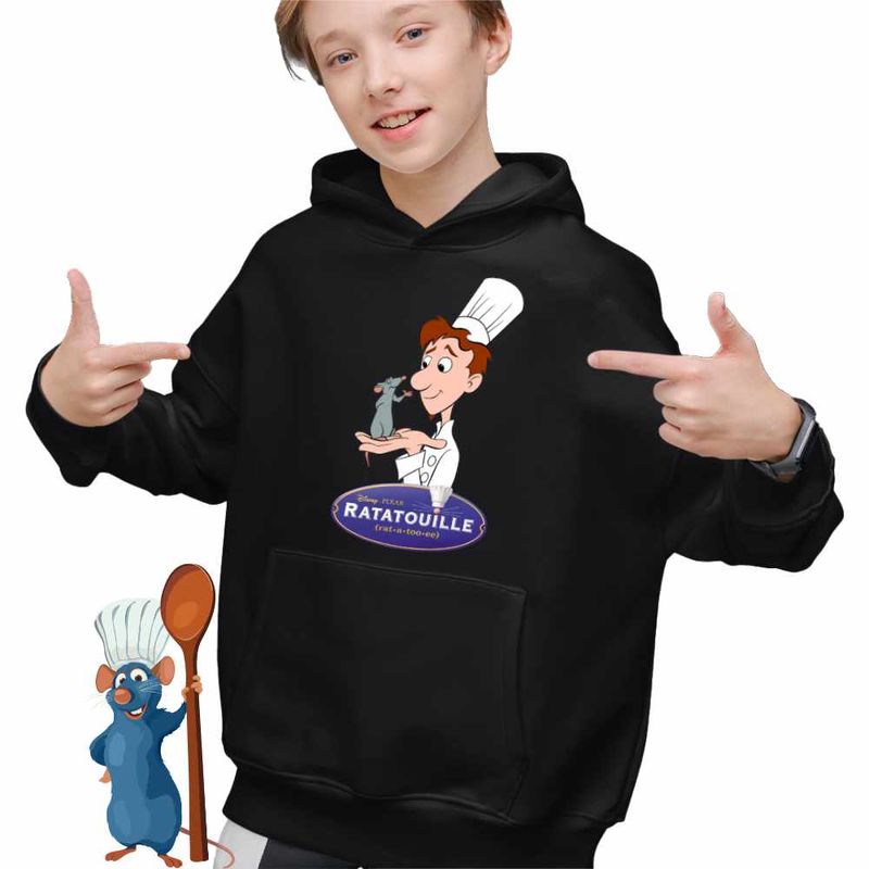 Fashion, accesorii si bijuterii - Copii - Imbracaminte copii - Pulovere si hanorace copii - Hanorac Copii Baieti Ratatouille Alfredo Remy Bucatar, negru, marime XL Copii - Infinity.ro