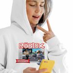 Fashion, accesorii si bijuterii - Copii - Imbracaminte copii - Pulovere si hanorace copii - Hanorac Copii Fete Brookhaven Roblox, alb, marime XL Copii - Infinity.ro