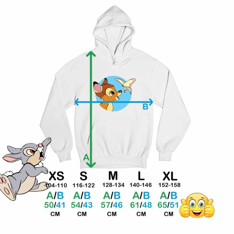 Fashion, accesorii si bijuterii - Copii - Imbracaminte copii - Pulovere si hanorace copii - Hanorac Copii Baieti Bambi Fluturas Natura Caprioara, alb, marime XS Copii - Infinity.ro
