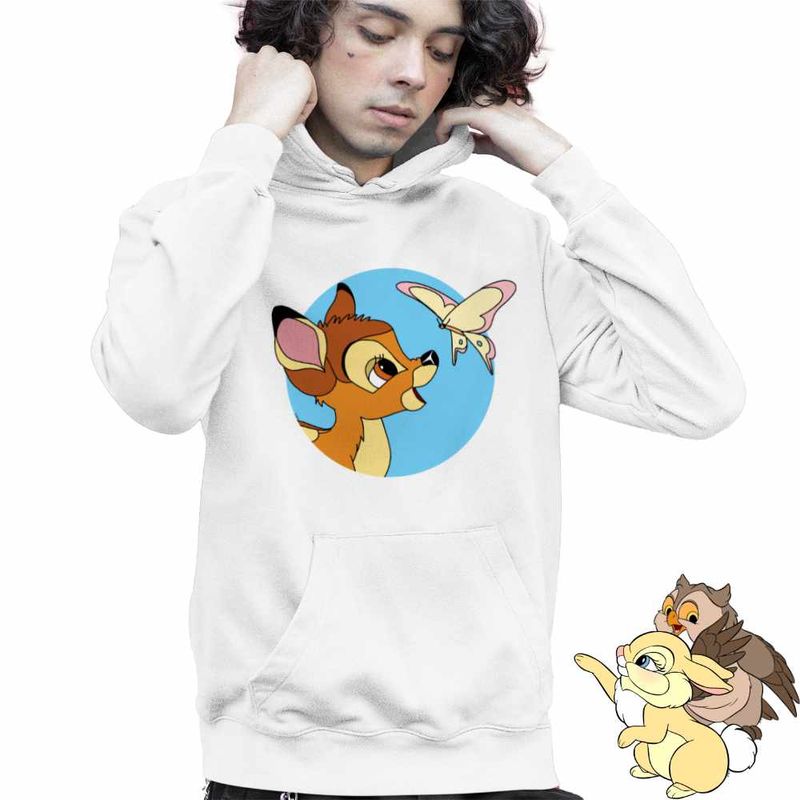 Fashion, accesorii si bijuterii - Copii - Imbracaminte copii - Pulovere si hanorace copii - Hanorac Copii Baieti Bambi Fluturas Natura Caprioara, alb, marime XS Copii - Infinity.ro