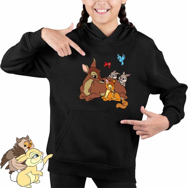 Fashion, accesorii si bijuterii - Copii - Imbracaminte copii - Pulovere si hanorace copii - Hanorac Copii Fete Bambi Thumper Iepuras Caprioara, negru, marime XL Copii - Infinity.ro