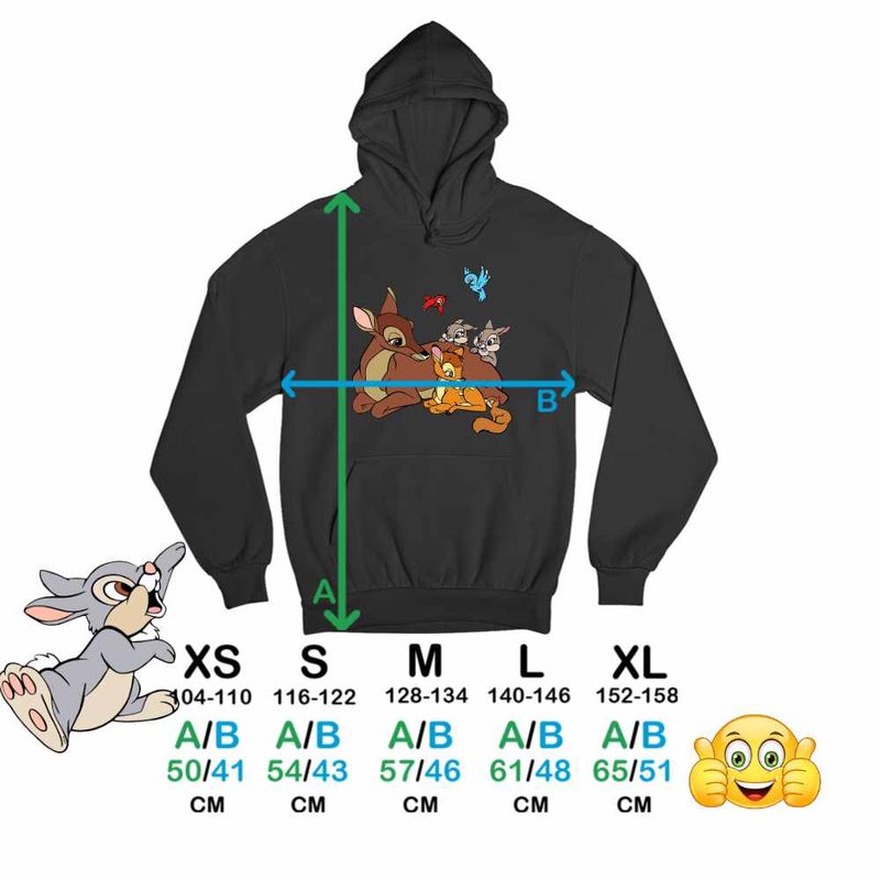 Fashion, accesorii si bijuterii - Copii - Imbracaminte copii - Pulovere si hanorace copii - Hanorac Copii Fete Bambi Thumper Iepuras Caprioara, negru, marime XL Copii - Infinity.ro