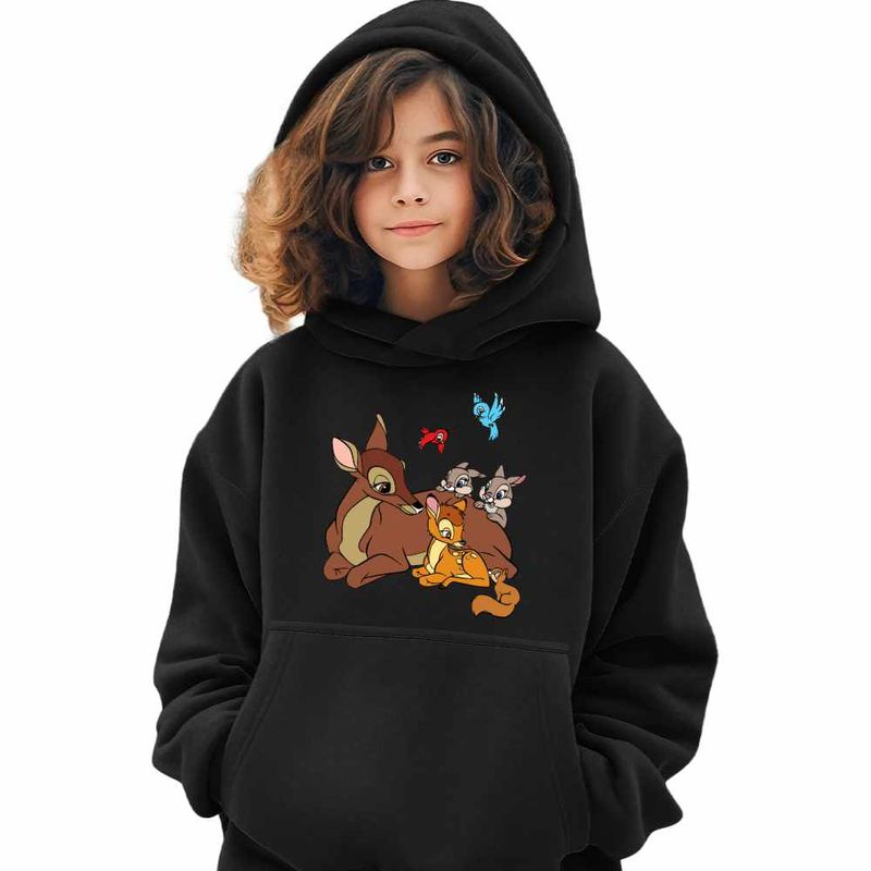 Fashion, accesorii si bijuterii - Copii - Imbracaminte copii - Pulovere si hanorace copii - Hanorac Copii Fete Bambi Thumper Iepuras Caprioara, negru, marime XL Copii - Infinity.ro