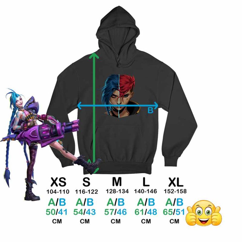 Fashion, accesorii si bijuterii - Copii - Imbracaminte copii - Pulovere si hanorace copii - Hanorac Copii Baieti Arcane Jinx Vi Runeterra, negru, marime S Copii - Infinity.ro