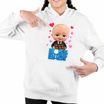 Fashion, accesorii si bijuterii - Copii - Imbracaminte copii - Pulovere si hanorace copii - Hanorac Copii Fete Boss Baby Ciocolata Valentines Day, alb, marime L Copii - Infinity.ro