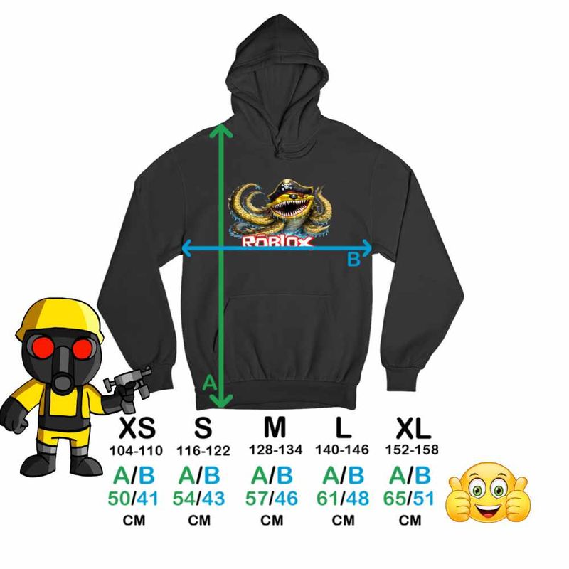 Fashion, accesorii si bijuterii - Copii - Imbracaminte copii - Pulovere si hanorace copii - Hanorac Copii Fete Roblox Fish it Huggy Wuggy Pirat Sea Monster, negru, marime S Copii - Infinity.ro