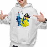 Fashion, accesorii si bijuterii - Copii - Imbracaminte copii - Pulovere si hanorace copii - Hanorac Copii Baieti Noob Pescar Roblox Fish it Sea Monster, alb, marime M Copii - Infinity.ro