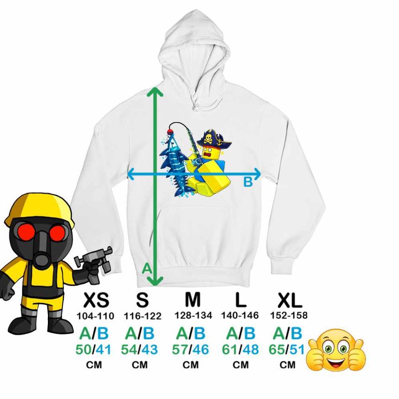 Fashion, accesorii si bijuterii - Copii - Imbracaminte copii - Pulovere si hanorace copii - Hanorac Copii Baieti Noob Pescar Roblox Fish it Sea Monster, alb, marime M Copii - Infinity.ro