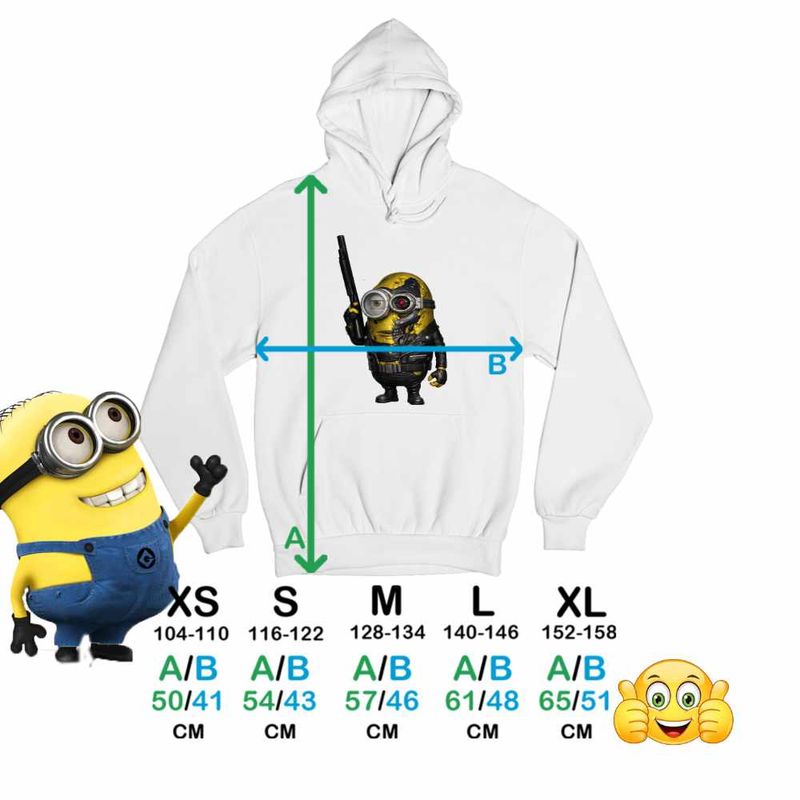 Fashion, accesorii si bijuterii - Copii - Imbracaminte copii - Pulovere si hanorace copii - Hanorac Copii Baieti Minions Terminator Biker Despicable, alb, marime XS Copii - Infinity.ro