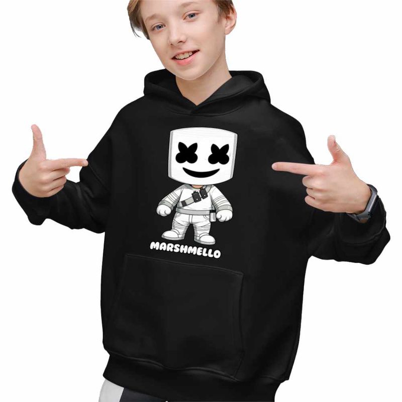 Fashion, accesorii si bijuterii - Copii - Imbracaminte copii - Pulovere si hanorace copii - Hanorac Copii Baieti Marshmello Chibi Cartoon, negru, marime S Copii - Infinity.ro