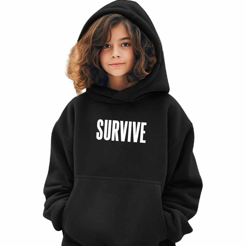 Fashion, accesorii si bijuterii - Copii - Imbracaminte copii - Pulovere si hanorace copii - Hanorac Copii Fete Lewis Capaldi Survive, negru, marime M Copii - Infinity.ro
