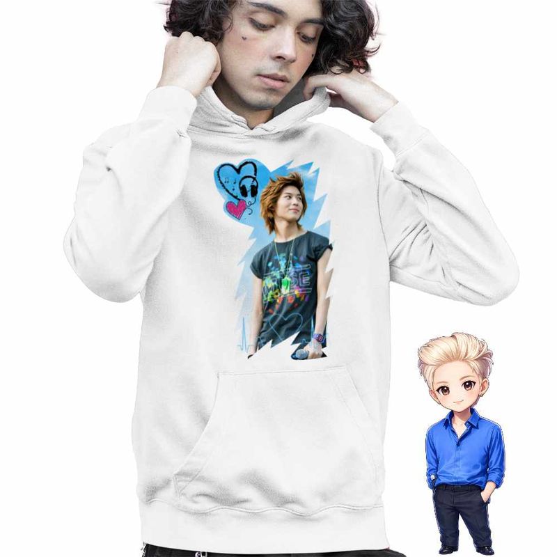 Fashion, accesorii si bijuterii - Copii - Imbracaminte copii - Pulovere si hanorace copii - Hanorac Copii Baieti Kpop Taemin Vibe, alb, marime S Copii - Infinity.ro