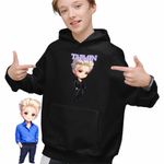 Fashion, accesorii si bijuterii - Copii - Imbracaminte copii - Pulovere si hanorace copii - Hanorac Copii Baieti Taemin Korea Saja Boys, negru, marime L Copii - Infinity.ro