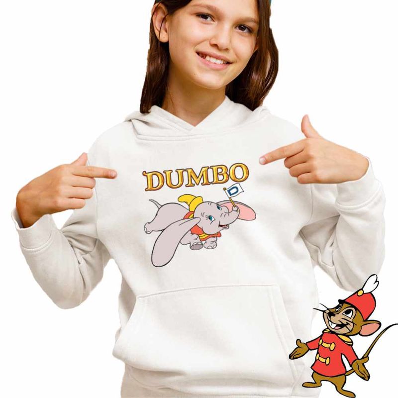Fashion, accesorii si bijuterii - Copii - Imbracaminte copii - Pulovere si hanorace copii - Hanorac Copii Fete Dumbo Elefantel Zburator Circ, alb, marime M Copii - Infinity.ro