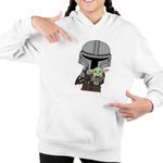 Fashion, accesorii si bijuterii - Copii - Imbracaminte copii - Pulovere si hanorace copii - Hanorac Copii Fete Mandalorian Grogu Baby Yoda Star Wars, alb, marime XS Copii - Infinity.ro