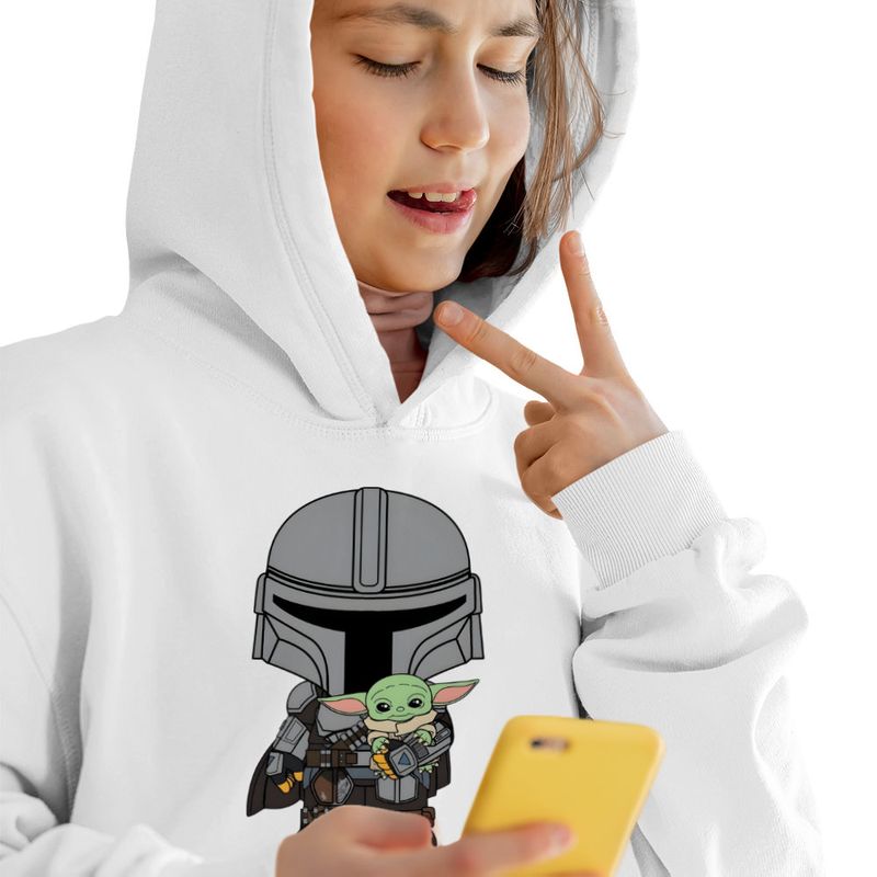 Fashion, accesorii si bijuterii - Copii - Imbracaminte copii - Pulovere si hanorace copii - Hanorac Copii Fete Mandalorian Grogu Baby Yoda Star Wars, alb, marime XS Copii - Infinity.ro