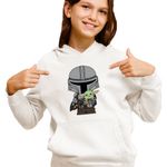 Fashion, accesorii si bijuterii - Copii - Imbracaminte copii - Pulovere si hanorace copii - Hanorac Copii Fete Mandalorian Grogu Baby Yoda Star Wars, alb, marime XS Copii - Infinity.ro