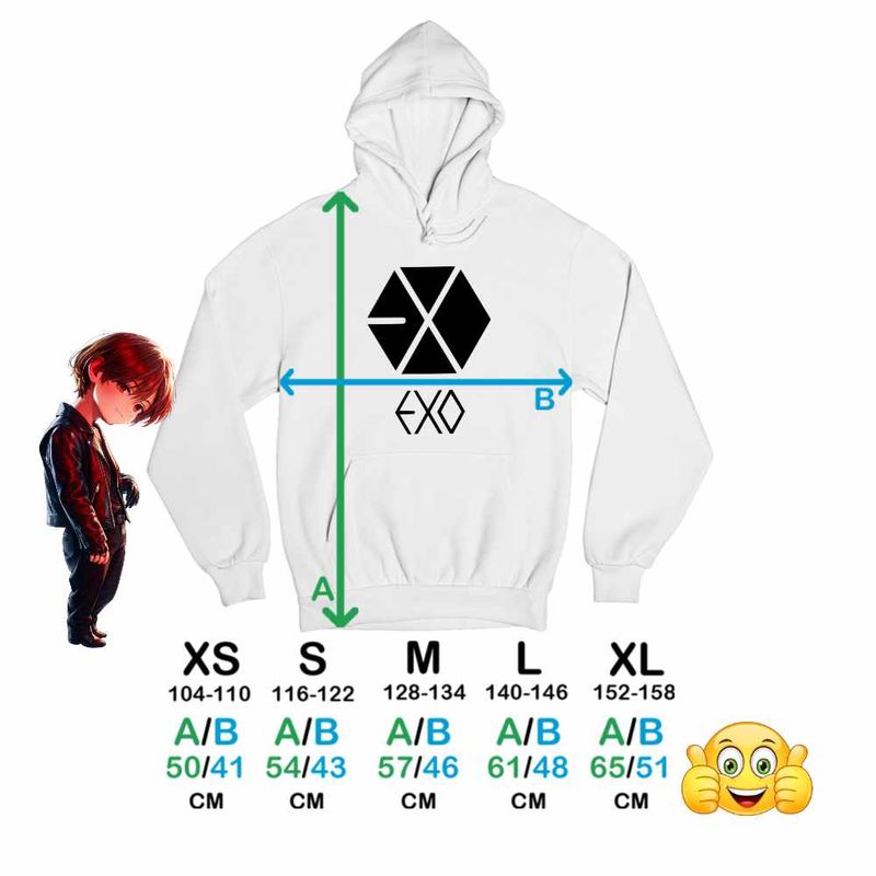Fashion, accesorii si bijuterii - Copii - Imbracaminte copii - Pulovere si hanorace copii - Hanorac Copii Fete EXO Kpop Merch, alb, marime XL Copii - Infinity.ro