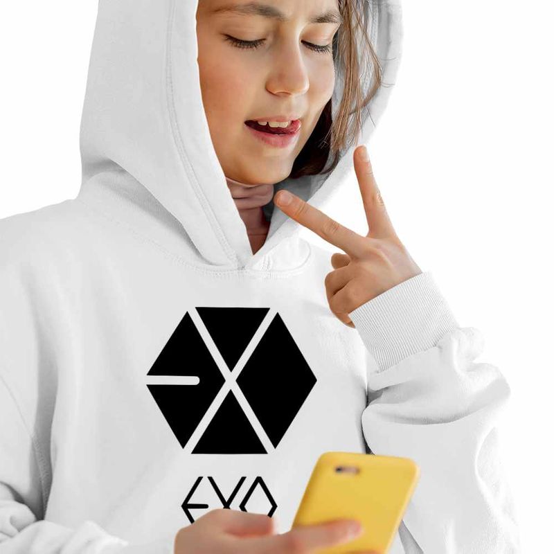 Fashion, accesorii si bijuterii - Copii - Imbracaminte copii - Pulovere si hanorace copii - Hanorac Copii Fete EXO Kpop Merch, alb, marime XL Copii - Infinity.ro
