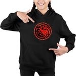 Fashion, accesorii si bijuterii - Copii - Imbracaminte copii - Pulovere si hanorace copii - Hanorac Copii Fete Game of Thrones Targaryen Sigil, negru, marime XL Copii - Infinity.ro