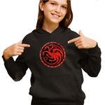 Fashion, accesorii si bijuterii - Copii - Imbracaminte copii - Pulovere si hanorace copii - Hanorac Copii Fete Game of Thrones Targaryen Sigil, negru, marime XL Copii - Infinity.ro