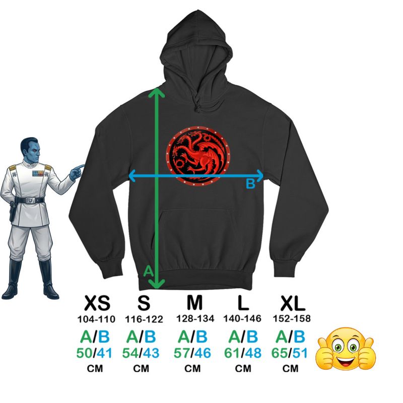 Fashion, accesorii si bijuterii - Copii - Imbracaminte copii - Pulovere si hanorace copii - Hanorac Copii Fete Game of Thrones Targaryen Sigil, negru, marime XL Copii - Infinity.ro