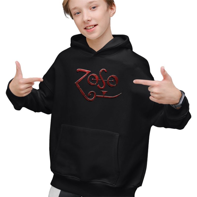 Fashion, accesorii si bijuterii - Copii - Imbracaminte copii - Pulovere si hanorace copii - Hanorac Copii Baieti Led Zeppelin Zoso Merch, negru, marime XL Copii - Infinity.ro