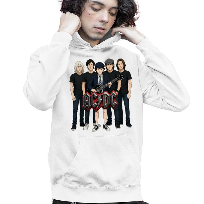 Fashion, accesorii si bijuterii - Copii - Imbracaminte copii - Pulovere si hanorace copii - Hanorac Copii Baieti ACDC Cartoon Merch, alb, marime XL Copii - Infinity.ro