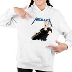 Fashion, accesorii si bijuterii - Copii - Imbracaminte copii - Pulovere si hanorace copii - Hanorac Copii Fete Metallica Merch James Hetfield, alb, marime L Copii - Infinity.ro