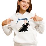 Fashion, accesorii si bijuterii - Copii - Imbracaminte copii - Pulovere si hanorace copii - Hanorac Copii Fete Metallica Merch James Hetfield, alb, marime L Copii - Infinity.ro